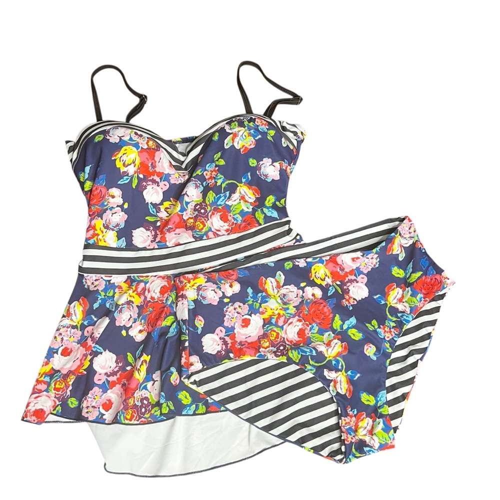 Floral Tankini Two Piece Swimsuit